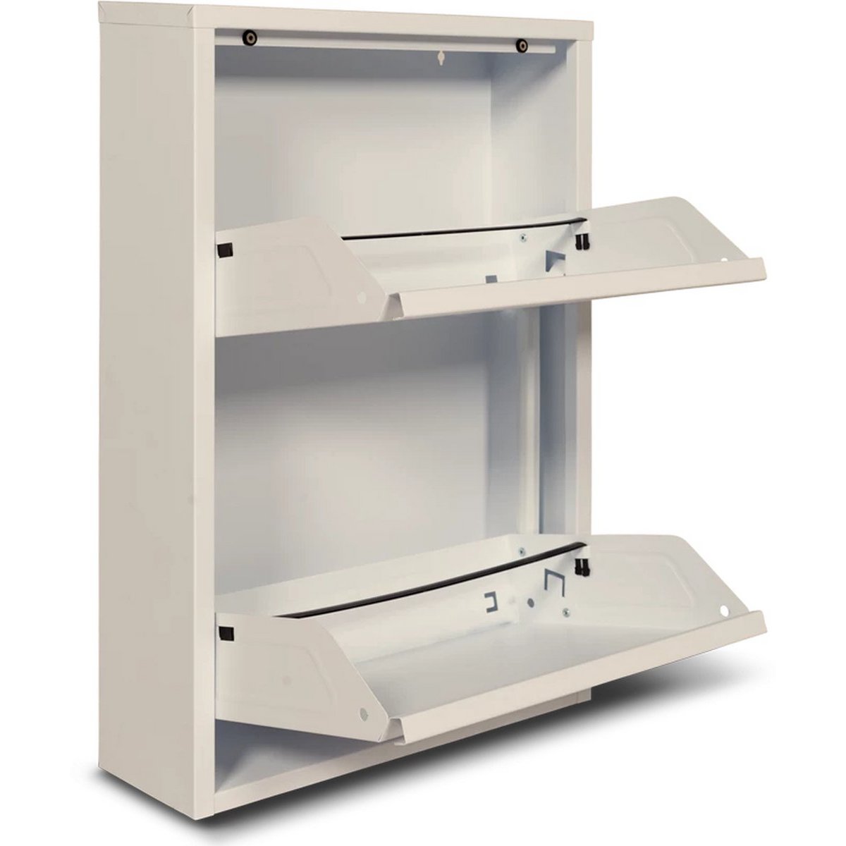 Metal shoe cabinet 2 doors | Matte white
