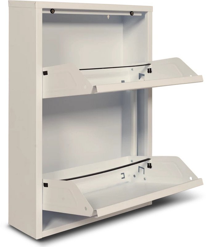 Metal shoe cabinet 2 doors | Matte white