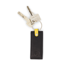 Porte-clefs en cuir - Noir Yellow