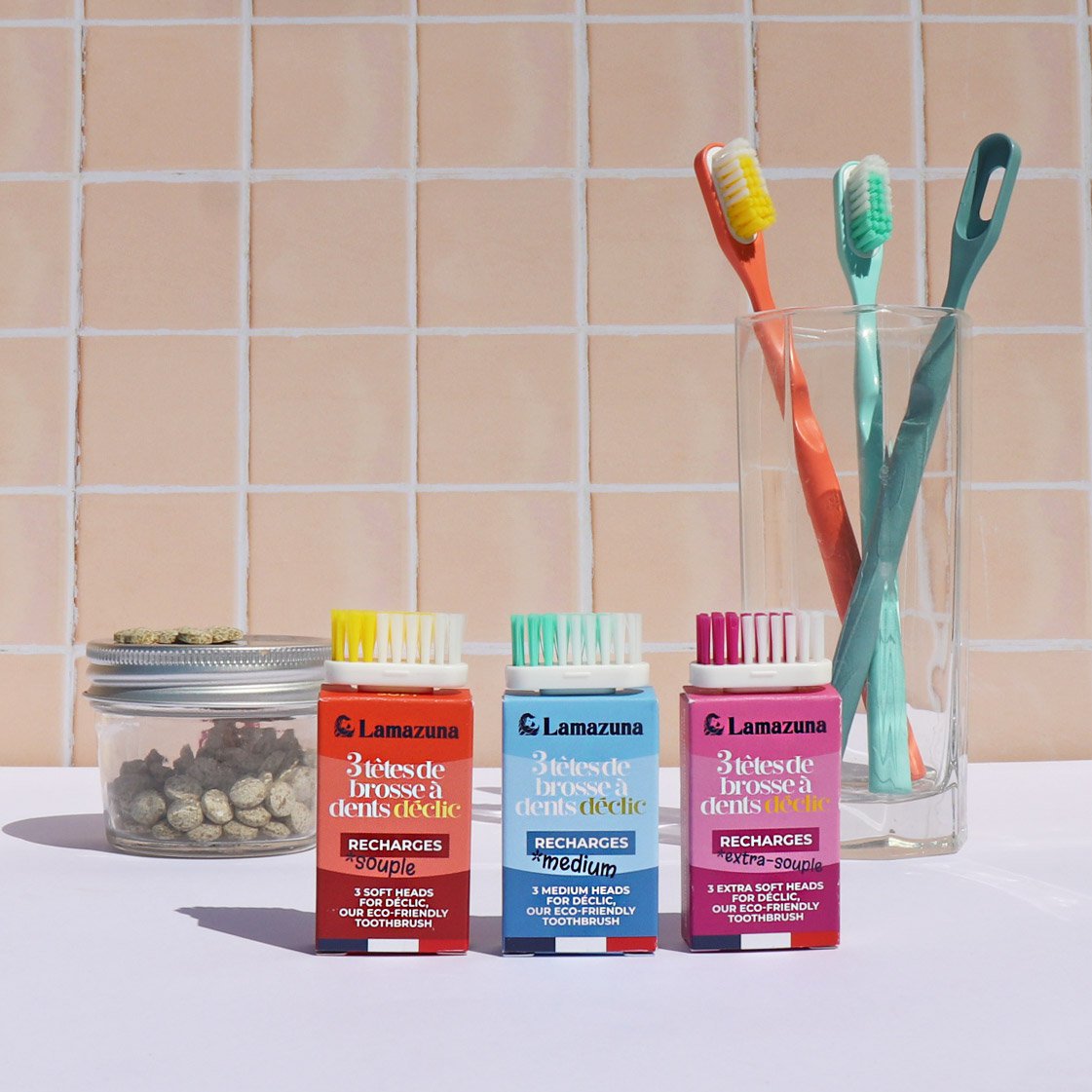 Refill of 3 toothbrush heads - Pack of 15 (5 boxes of each softness)