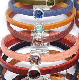 Timeless leren armband antiek verzilverd kleurrijk