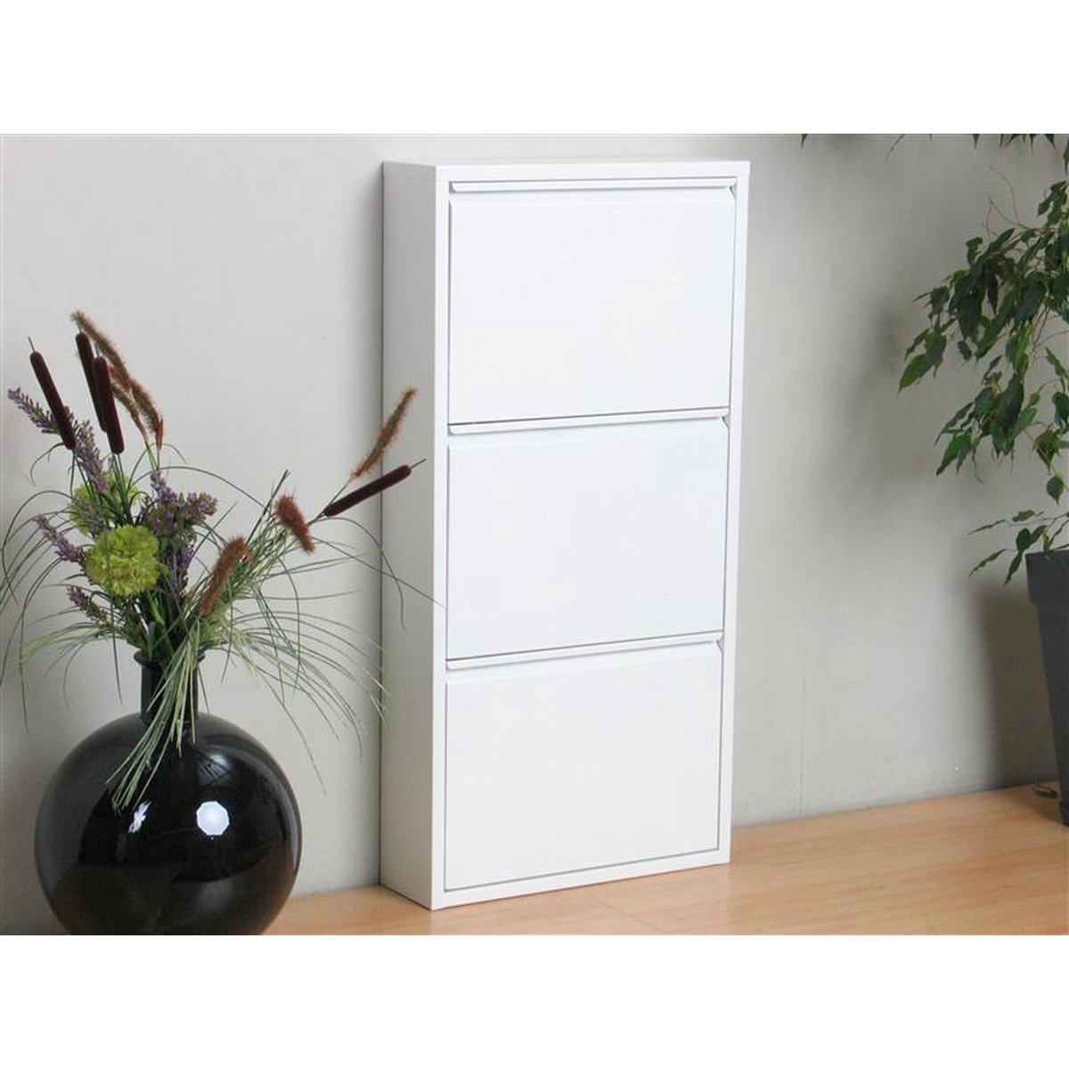 Zapatero metálico 3 puertas | Blanco mate