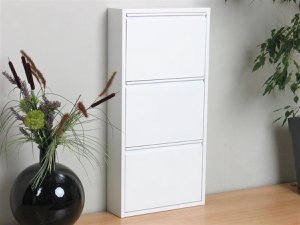 Metal shoe cabinet 3 - doors | Matte white