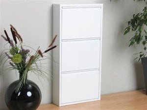 Metal shoe cabinet 3 - doors | Matte white