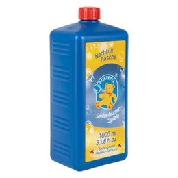 A blue plastic bottle labeled "PUSTEFIX refill bottle 1,000ml" for a bubble solution product. The bottle has a red cap and is filled with a blue liquid.
The product is a refill bottle for a bubble solution, suitable for educational toys. The key details that can be extracted from the image are:
- Color: Blue bottle with red cap
- Material: Plastic
- Size: 1,000ml
- Product type: Bubble solution refill
This information would be relevant for a semantic search related to bubble solution products or educational toys.