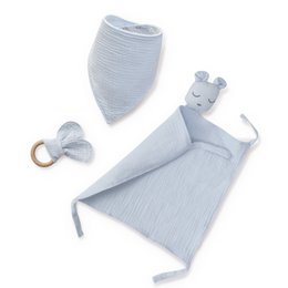 SET DOUDOU + BANDANA + Bijtring - MOD. OSO - BLAUW/GRIJS