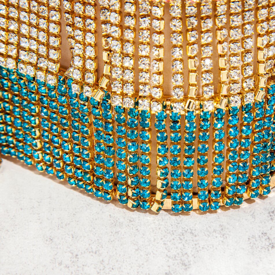 Chandelier Embellished Gold French Flag Diamond Bag
