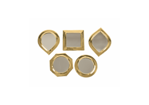 Lot von 5 kleinen Messingspiegeln, Wandspiegeln, goldenen Wandspiegeln, Mini-arabischen Spiegeln, goldenen arabischen Spiegeln, 10 bis 14 cm