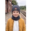 Komplet czapka i komin SMILE - bawełna - grafitowy