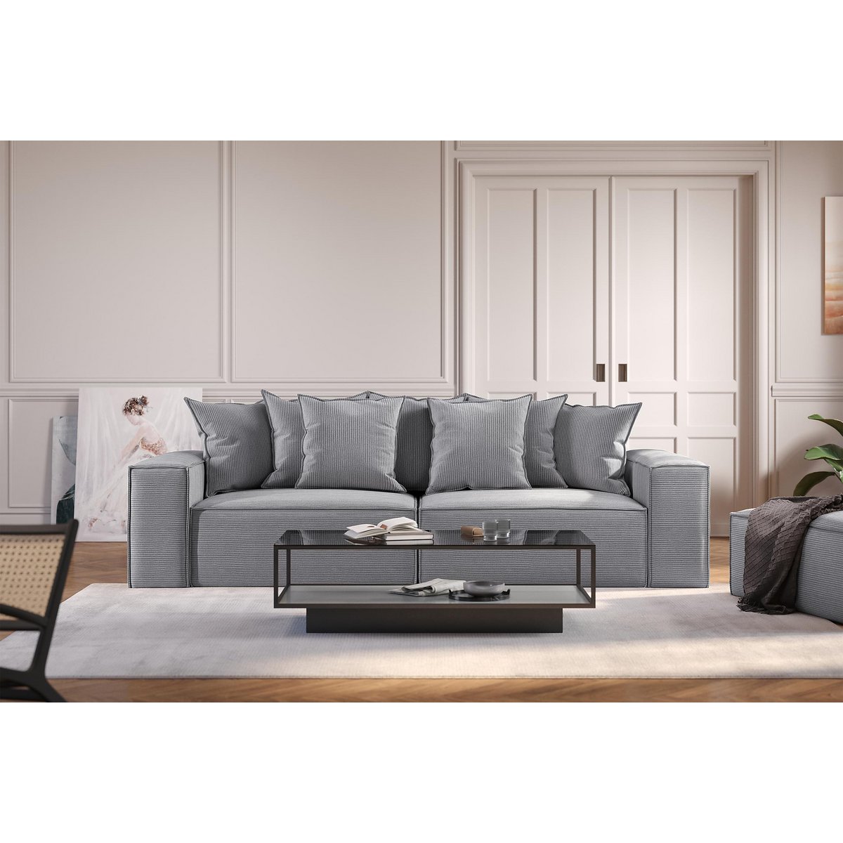 Van Morris 4-seater, Concrete Grey, Exclusive Corduroy from the Belgium company BRUTEX