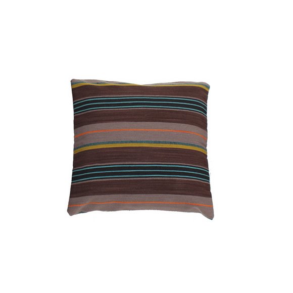 Hazan Kelim Cushion Stripes Brown Turquoise 45 x 45 cm