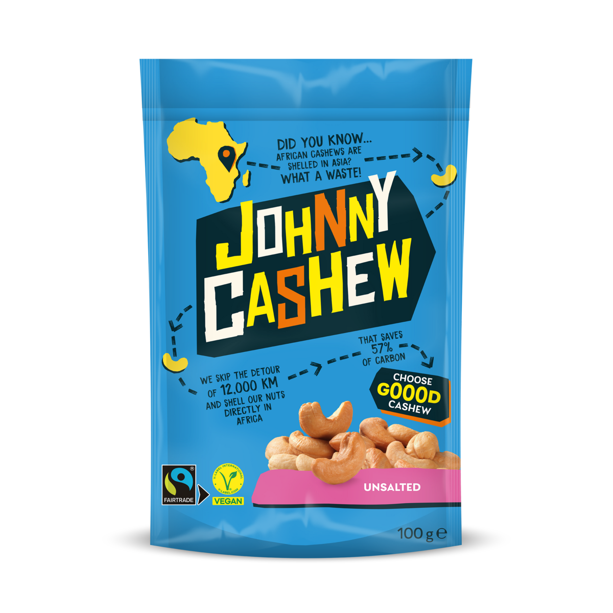 Johnny Cashew Roasted Unsalted 100g