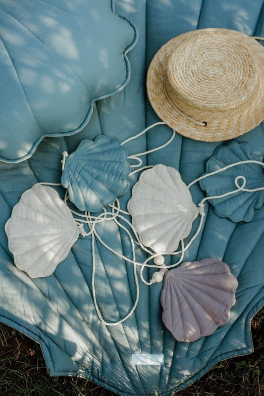 Leinengirlande „Dirty Blue“ mit Muscheln