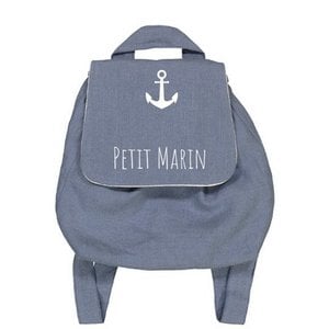 Small sailor gray blue linen backpack
