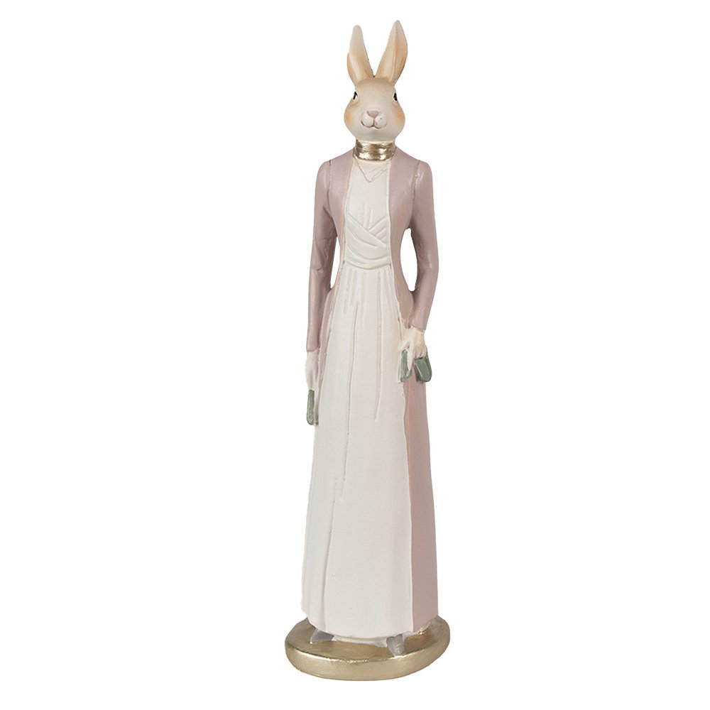Beeld Konijn 28 cm Beige Roze Polyresin Paasdecoratie