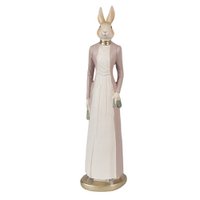 Rabbit statue 28 cm Beige Pink Polyresin Easter decoration