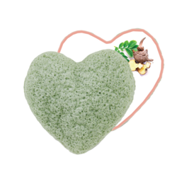 Esponja corazón de konjac - peeling facial con aloe vera para pieles delicadas