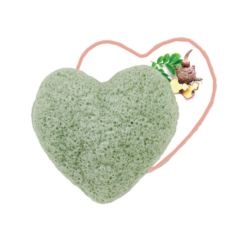 Konjac heart sponge - facial peeling with aloe vera for delicate skin