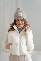 BRIGID NEW hat and scarf set – 100% merino wool – beige