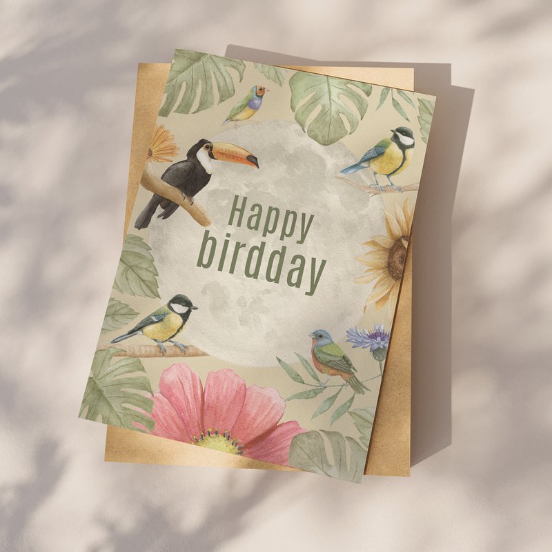 Postkort "Happy bird day"