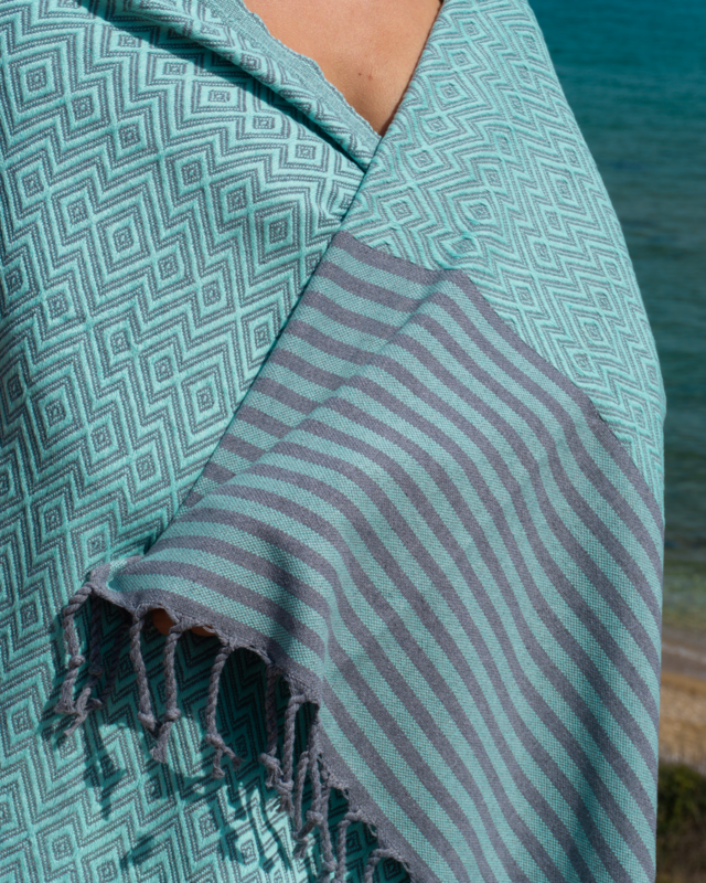 Telo mare SAHARA in cotone Hammam – Leggero – Menta - 180x100 cm
