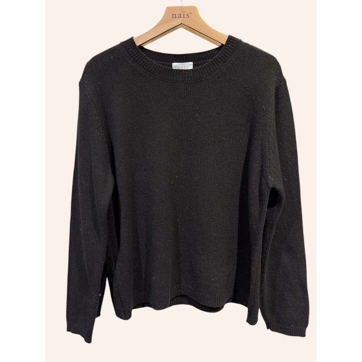 Pull col rond manches longues en 50% cachemire et laine