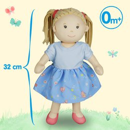 Stof Doll '' Nela '' med kjole til at sætte på og tage af, 32 cm