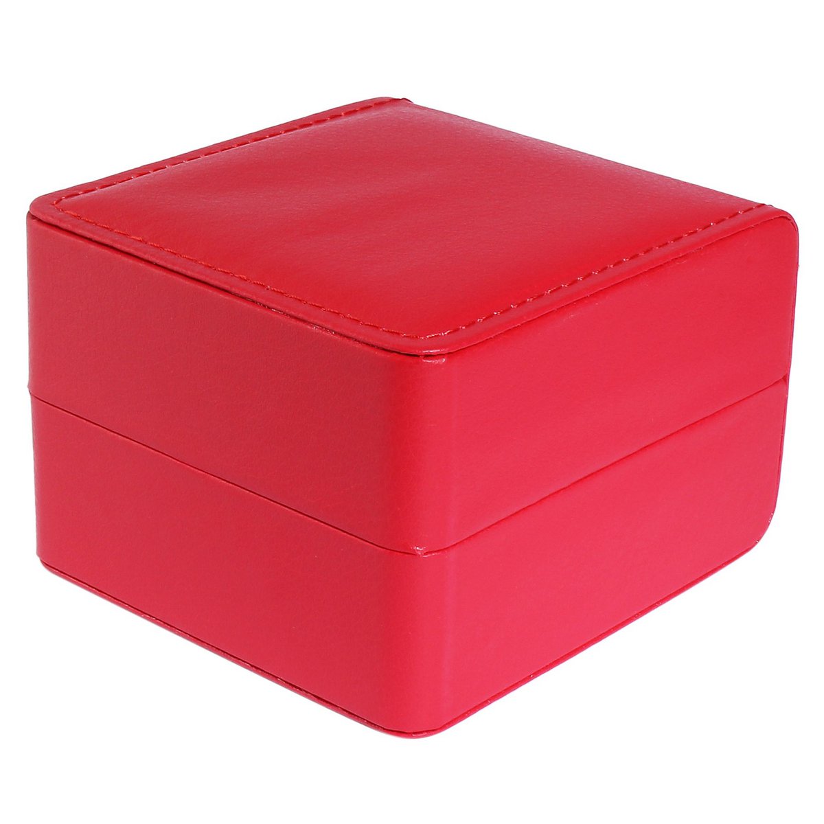 Watch box, hinged with cushion, imitation leather, 11 x 10 x 7.3 cm, red