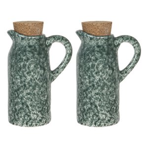 Olie en Azijnstel set van 2 Groen, Keramiek 8x6x14 cm