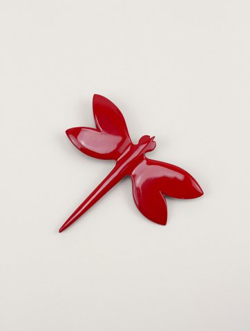 Rood gelakte libelle broche