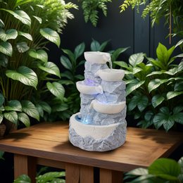 Indoor Fountain - Ganda - Natural Stone Effect Waterfall - Colorful Led Light - Zen Decoration and Gift Idea