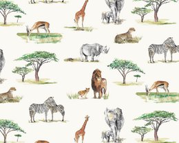 Safari Dieren Kinderbehang - Ivoorkleur