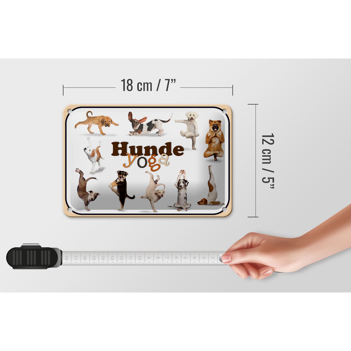 Tin sign 18x12cm dogs yoga wall decoration