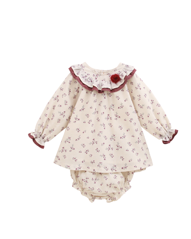 Babykleid mit Blumendruck und Pompon-Detail P71-11604032