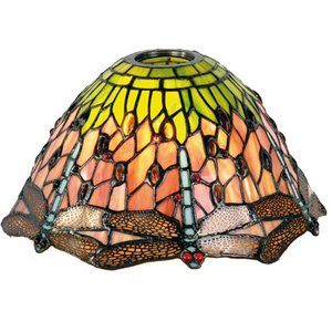 Lampshade tiffany Ø 25x15 cm green red glass libel glass lampshade