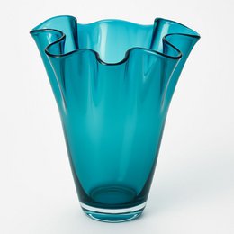 Vaso in vetro ondulato turchese da tavolo vaso in vetro verde 21 x 21 x 30 cm