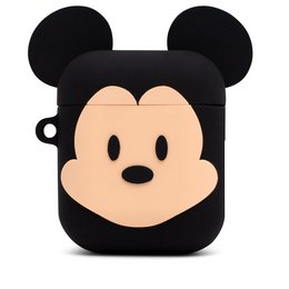 Black Mickey Mouse-themed AirPods case with large ears and a friendly face.