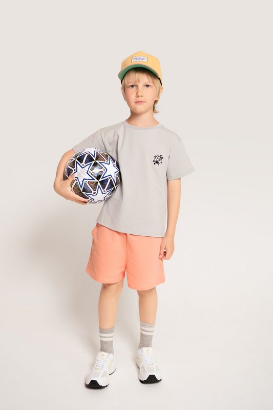 T-shirt in cotone con ricamo da calcio