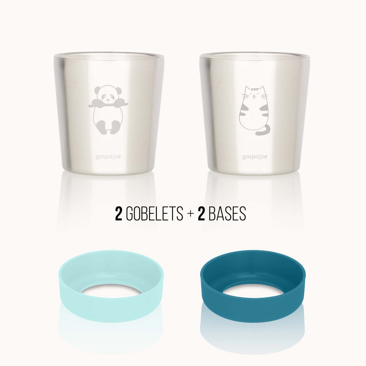 4 Gaspajoe double-walled stainless steel cups with Silicone bases