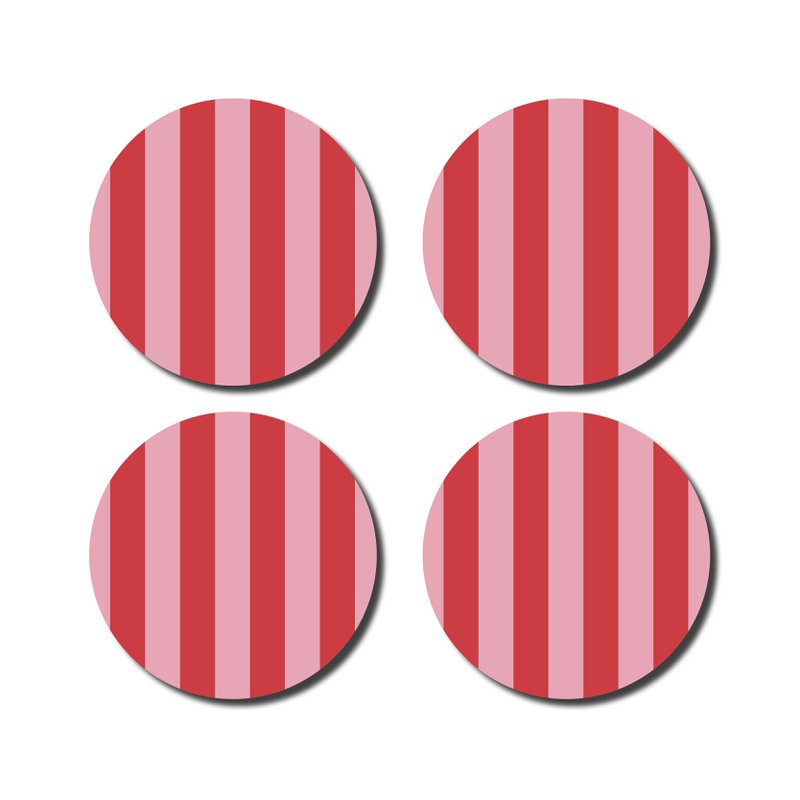 Coasters · Striped pink/red