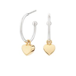 Boucles d'Oreilles Cube Hoop Coeur Plaqué Or