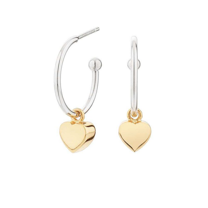 Boucles d'Oreilles Cube Hoop Coeur Plaqué Or