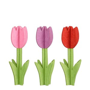 Decoration tulip red pink purple 3 assorted