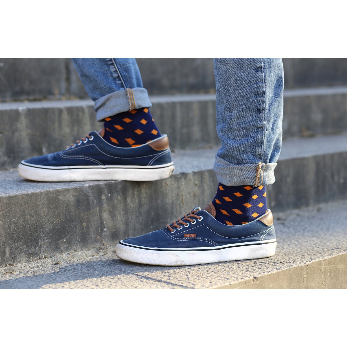 Blue with Yellow Diamonds Bamboo Socks