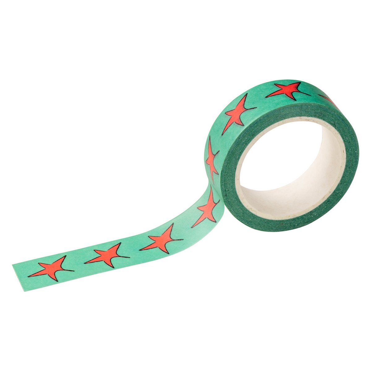 Nastro Washi - Verde con stelle rosse