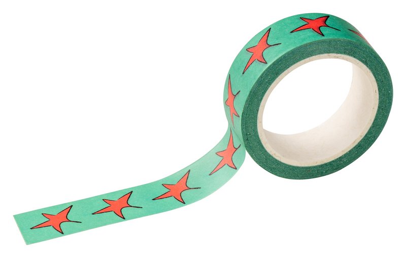 Nastro Washi - Verde con stelle rosse