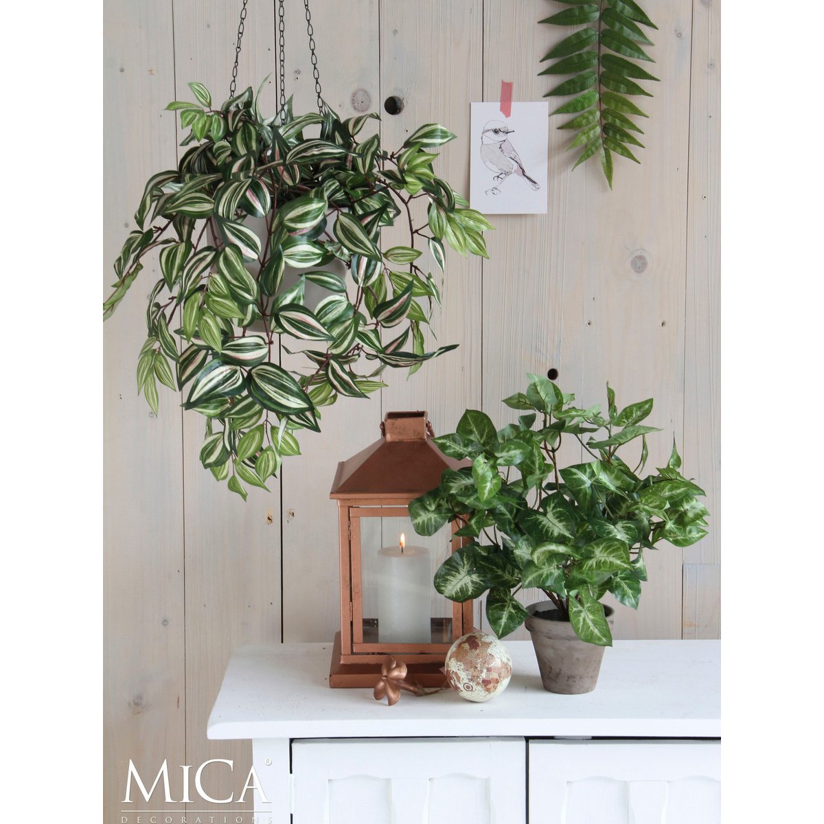 Kunst hangplant Tradescantia Groen