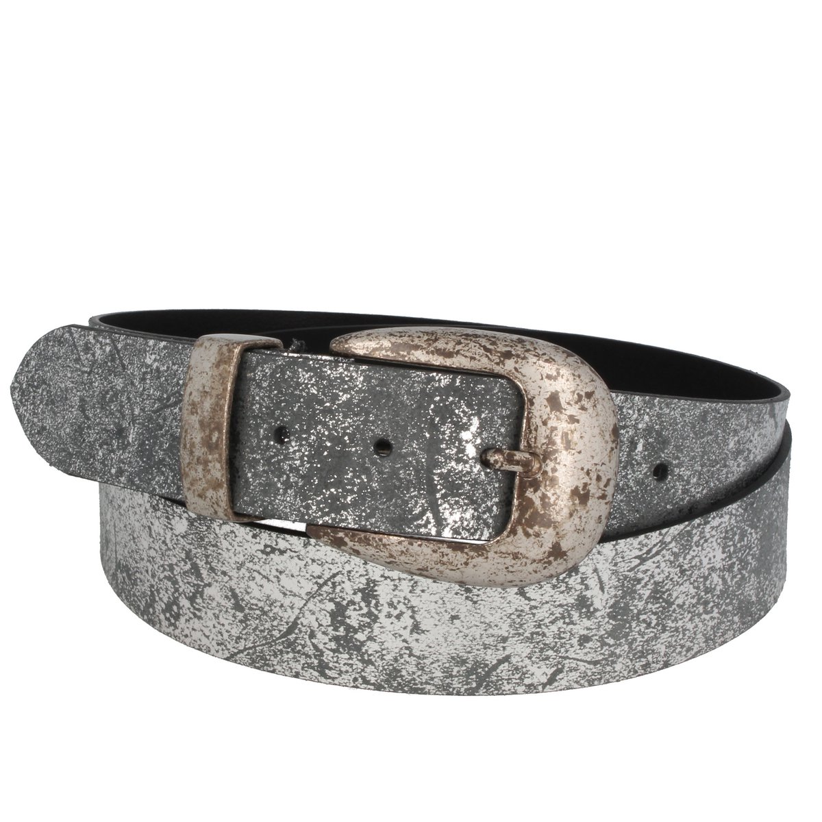 Riem dames leer briljanten breed titanium