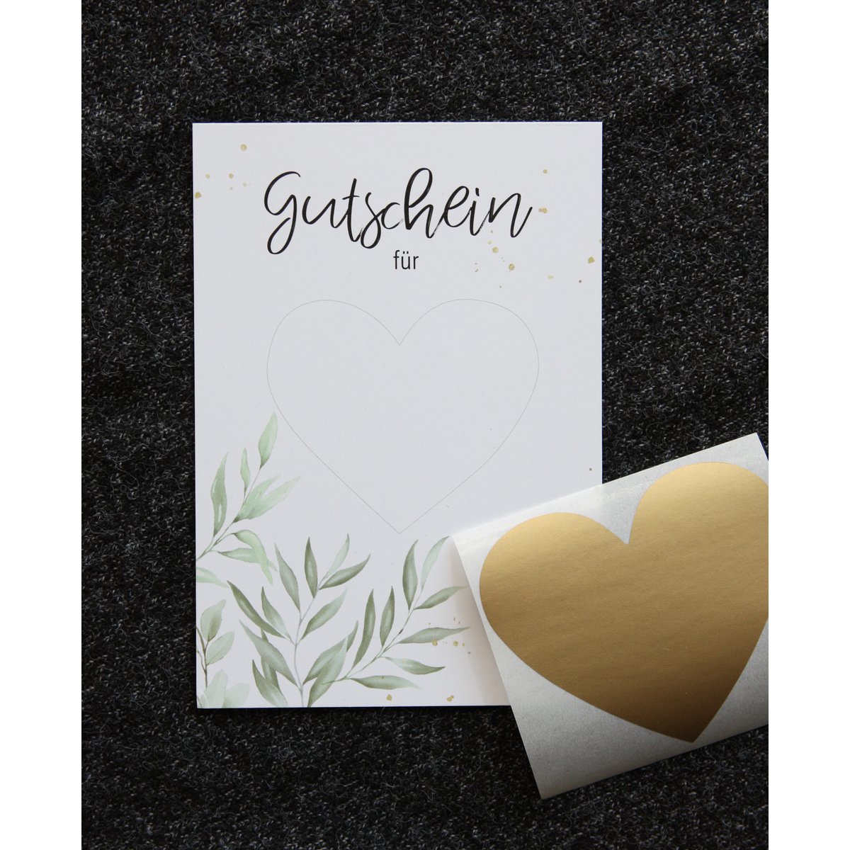 Gutschein mit Rubbelherz, Greenery, Geschenkidee, Zeit schenken, individuell, persönlich, Muttertag, Vatertag