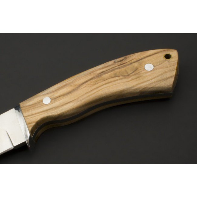 ED MAHONY Beaver Hunter - Bois d'olivier macéré, couteau de chasse, 440C